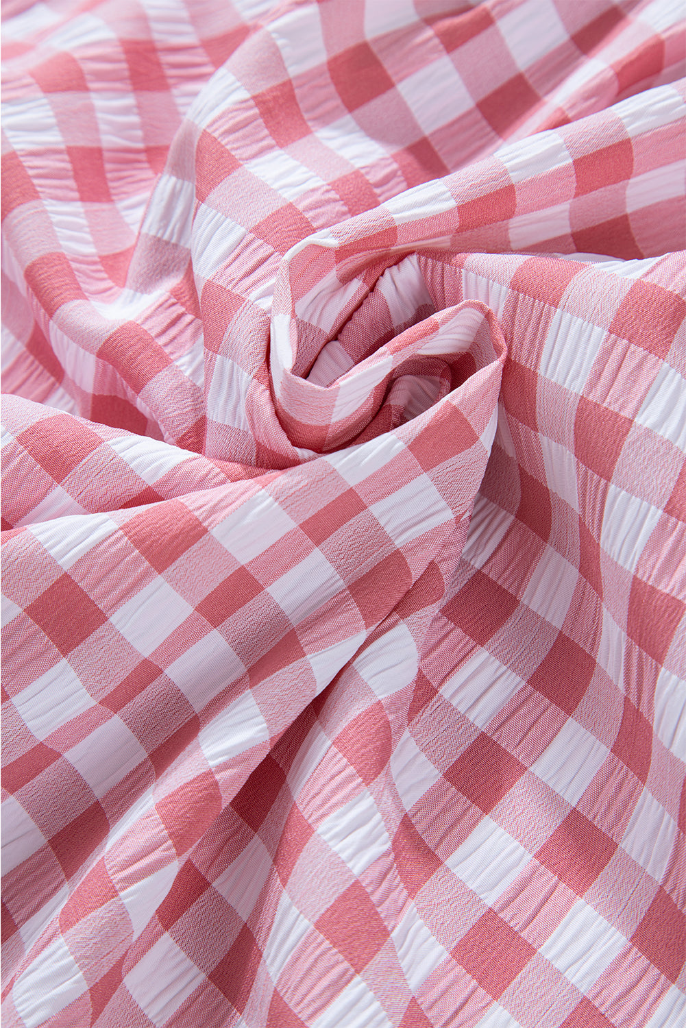 Pink Gingham printkastvakken geknoopte kraagshirt geknoopt