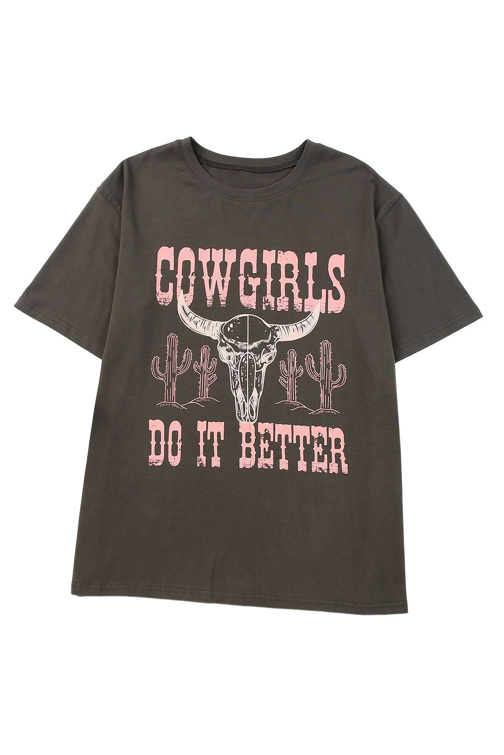 Grijze COWGIRLS DO IT BETTER Oversized T-shirt met grafische print