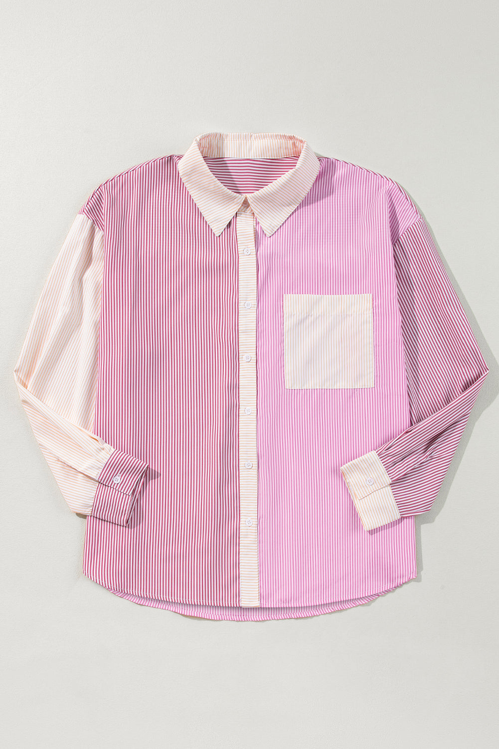 Roze strepenprint colorblock plus size shirt