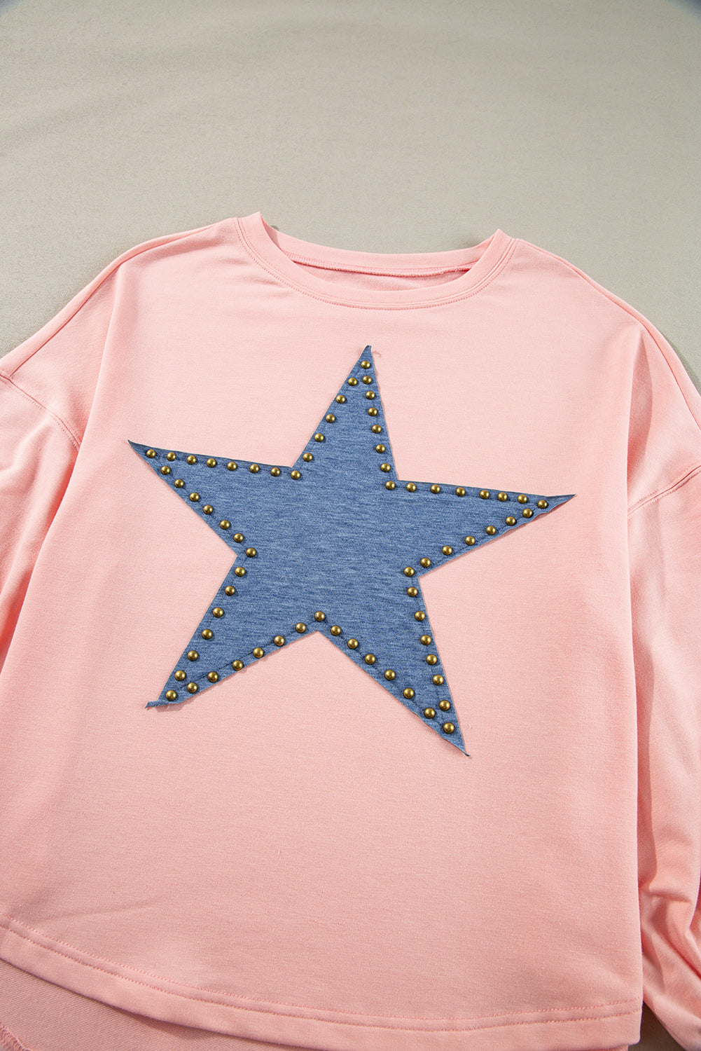 Gossamer Pink Studded Star Grafisch oversized top met lange mouwen