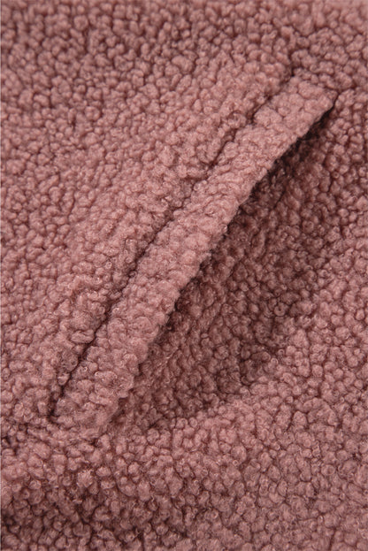 Roze sherpa patchwork kanten elastische manchetten ritsjack