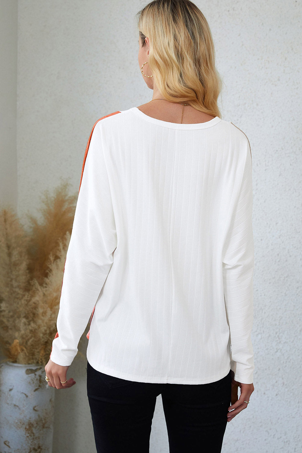 Abrikoos Colorblock Dolman gebreide top