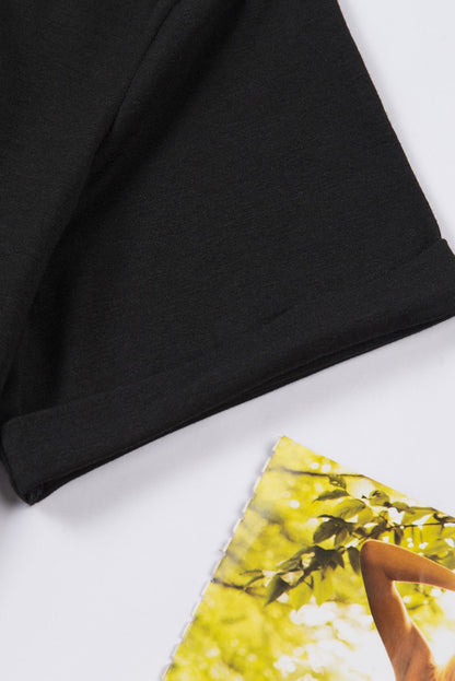 Black Solid Color Crew Neck Tee