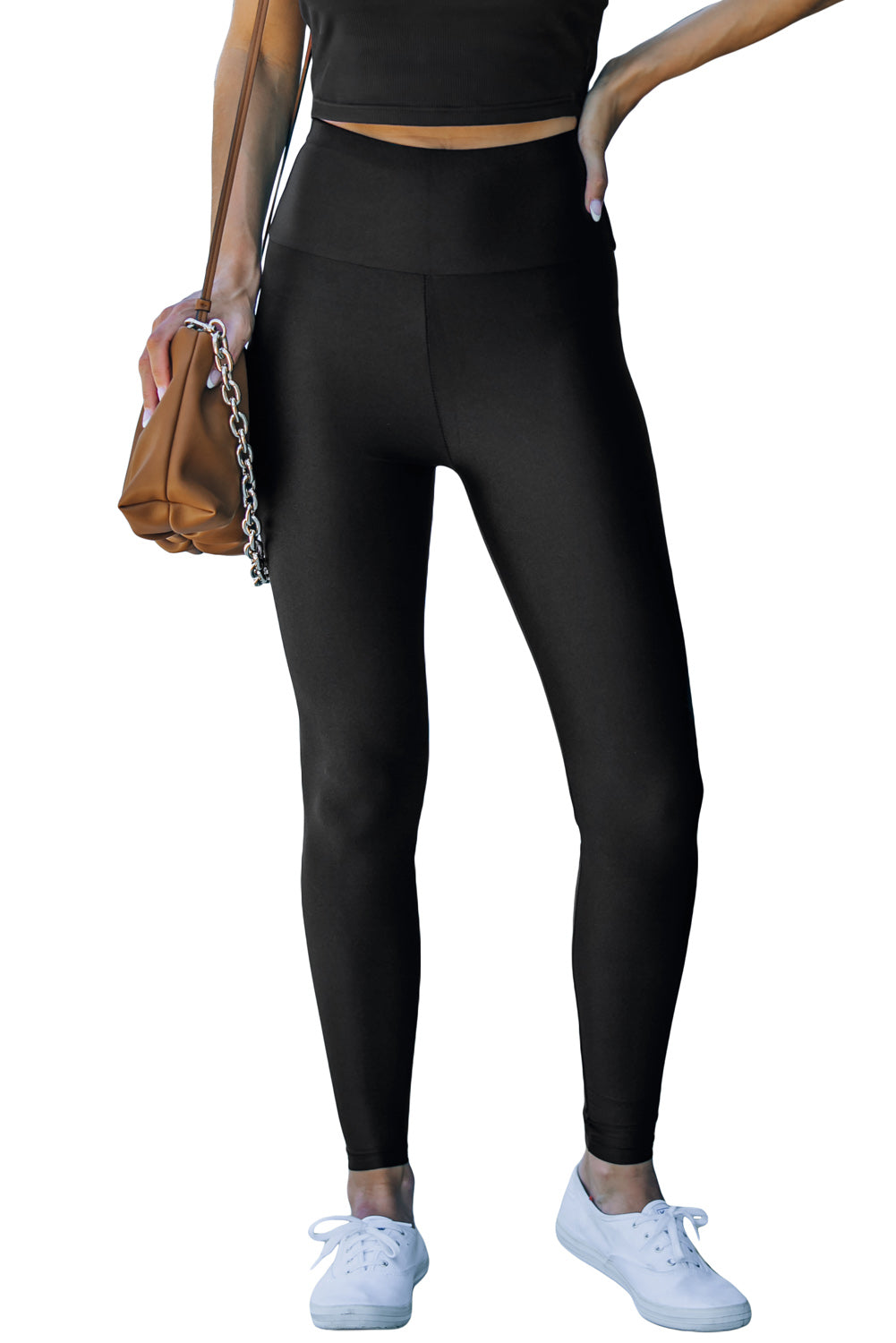 Zwarte strakke legging met hoge taille en taille-cincher