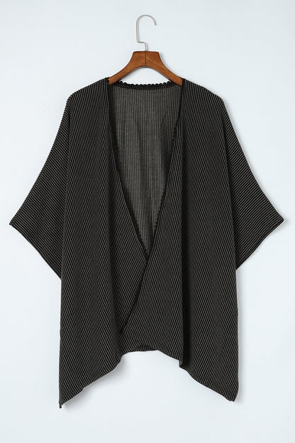 Zwarte oversized kimono met kanten rand