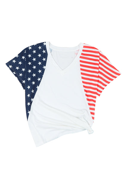 Wit het Amerikaanse Stars and Stripes T-shirt met V-hals