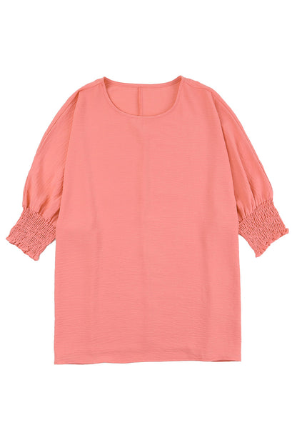 Pink Smocked Wrist Shift Top