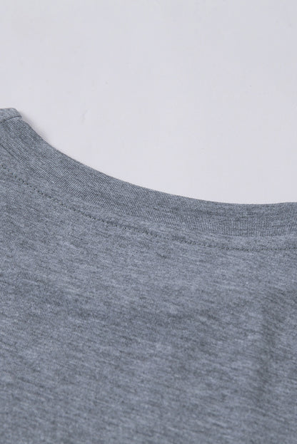 Gray Solid Color Crew Neck Tee