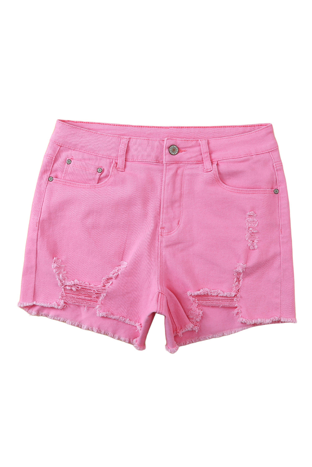 Rose effen kleur noodlijdende denim shorts