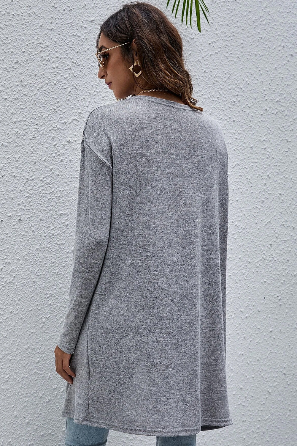 High Rise Effen Kleur Open Voorkant Lichtgewicht Cardigan