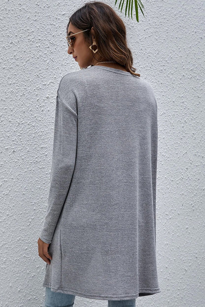 High Rise Effen Kleur Open Voorkant Lichtgewicht Cardigan