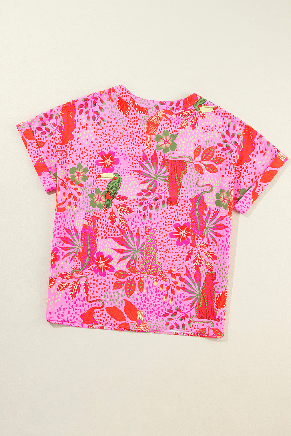 Rozen Jungle Bloemenprint Inkeping V-hals Blouse