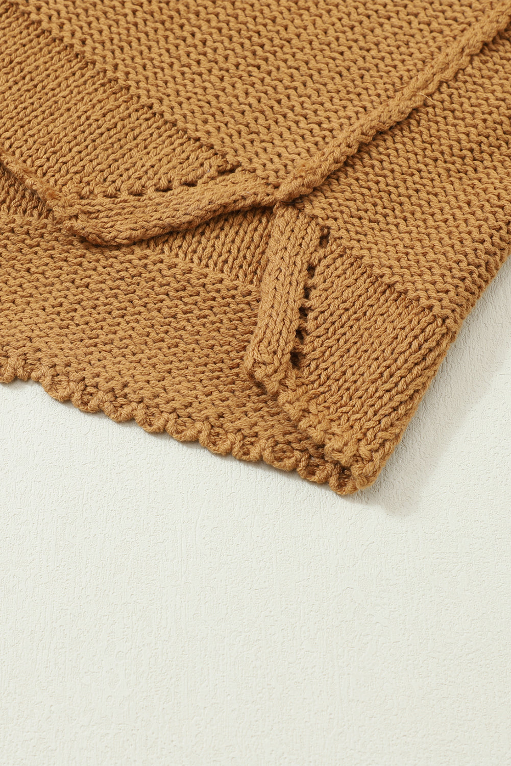 Brown Slouchy Textured Knit Loose Sweater