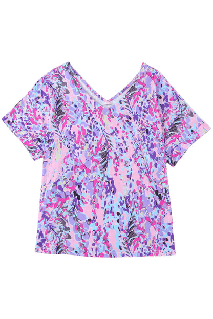 Roze los geschilderd bloement-shirt