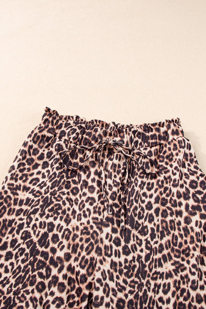 Desert Palm Boho Leopard broek met wijde pijpen