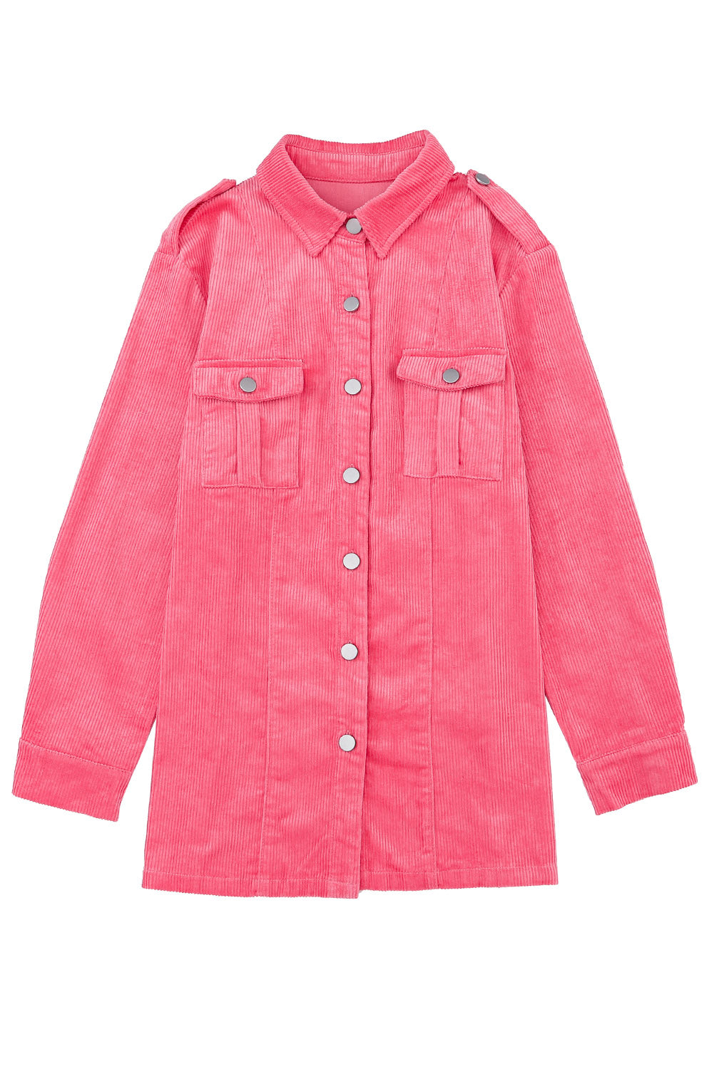 Roze corduroy jack met klepzak en knoopjes