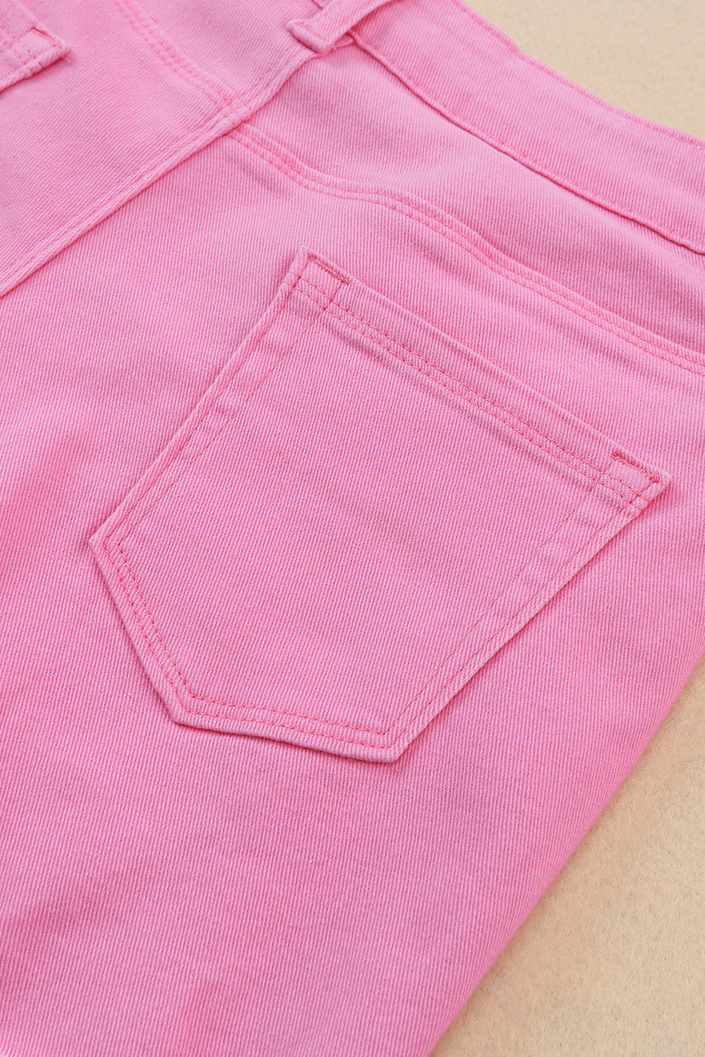 Rose effen kleur noodlijdende denim shorts