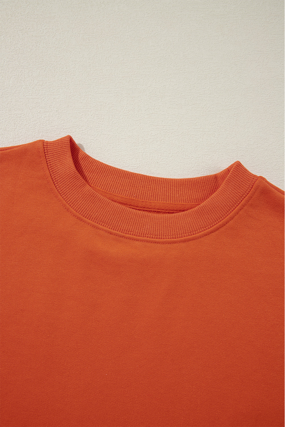 Orange Plain Drop Shoulder Crewneck Pullover Sweatshirt