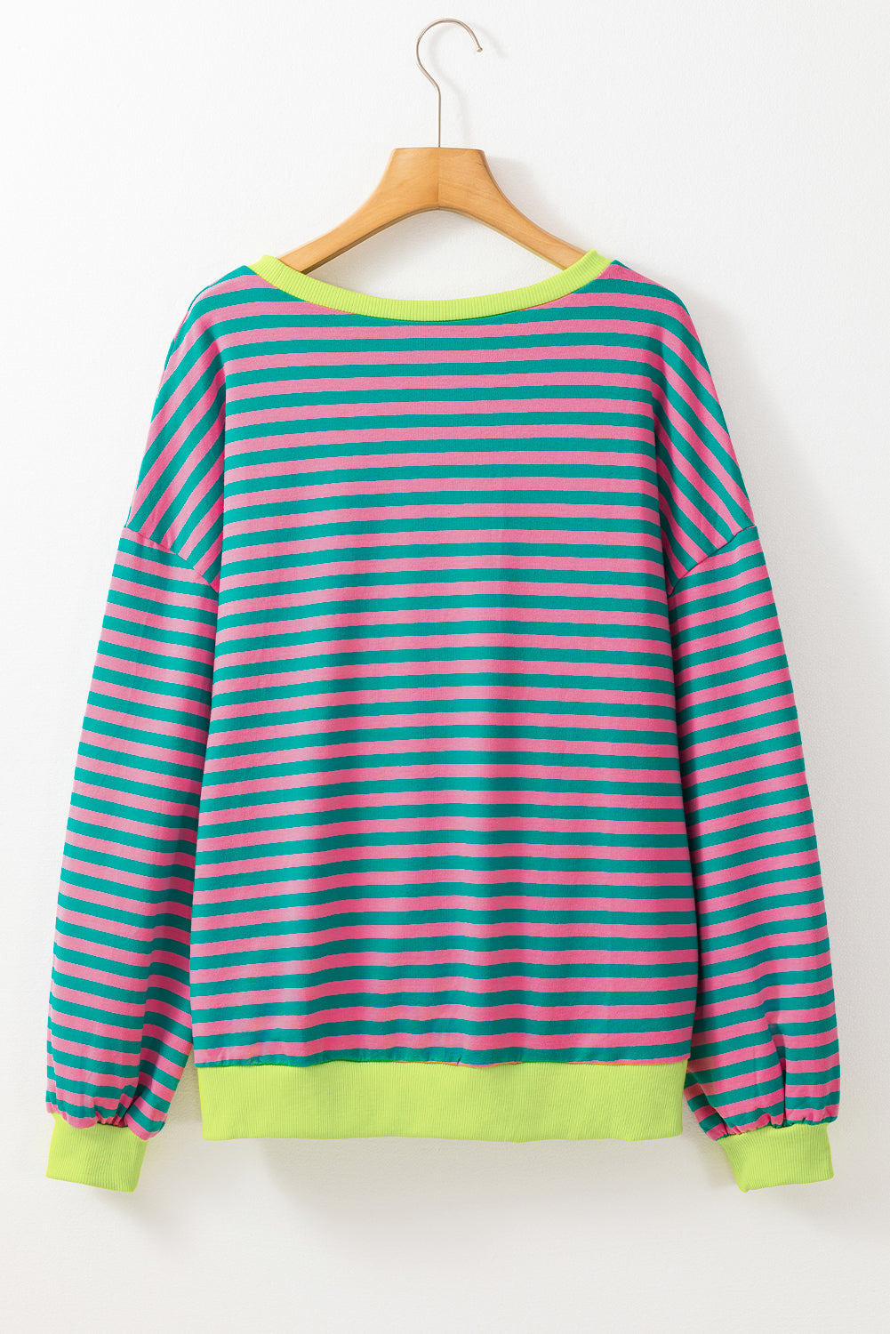 Groen gestreept oversized sweatshirt met contrasterende rand