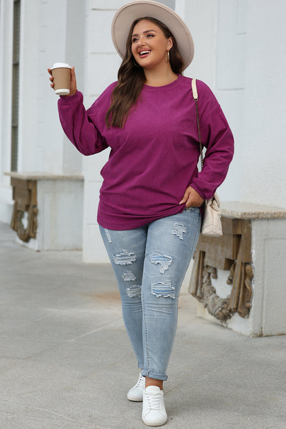 Festival Fuchsia geribbeld corduroy oversized sweatshirt