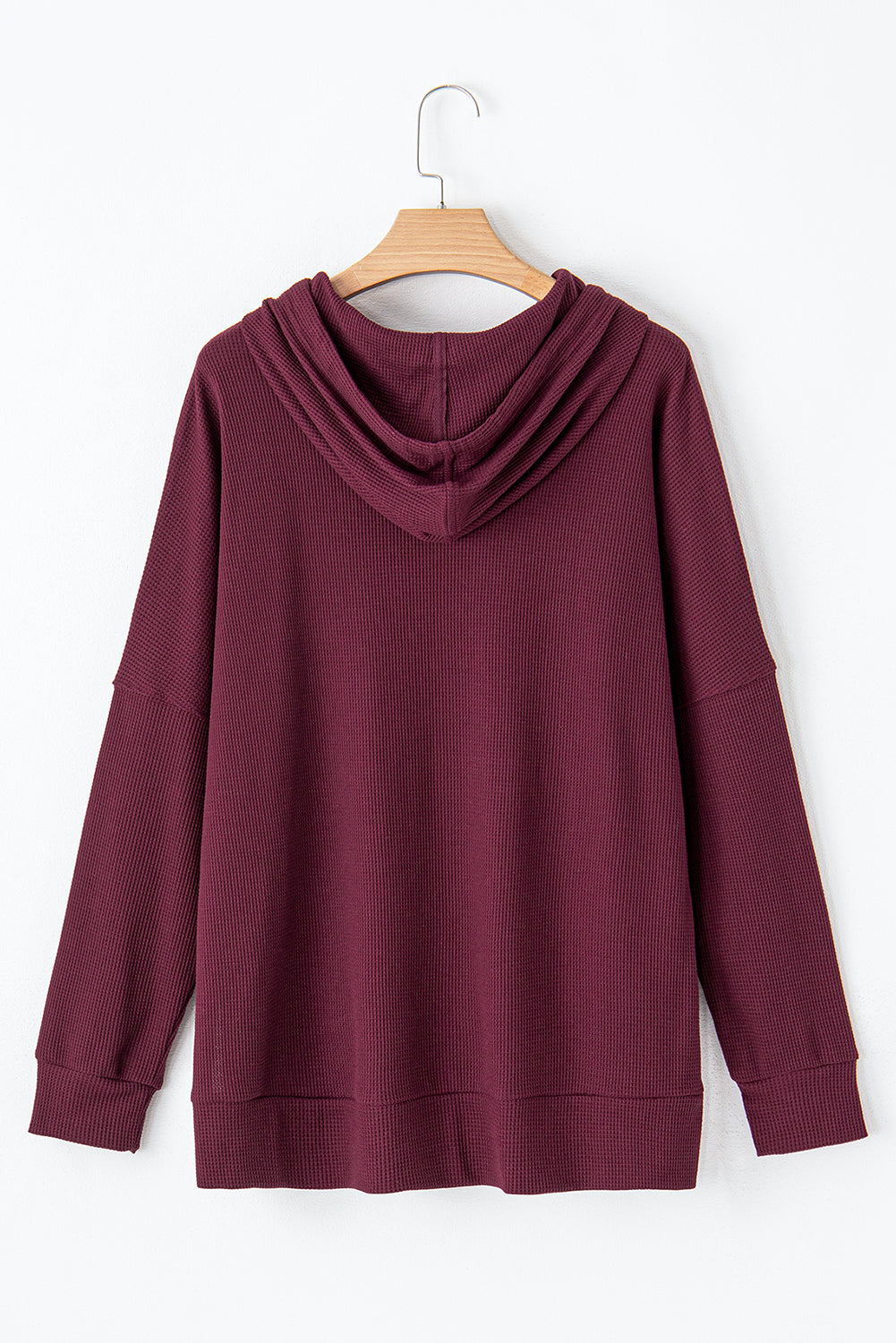 Grijze wafel gebreide fleece gevoerde high low oversized hoodie