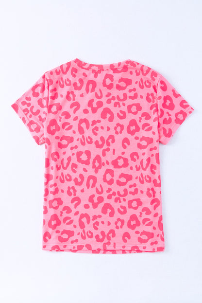 T-shirt met ronde hals en luipaardprint met dierenprint