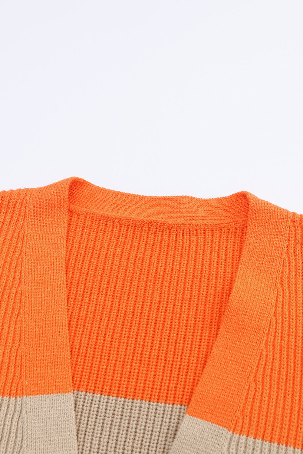 Oranje colorblock geribbeld gebreid vest