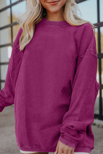 Festival Fuchsia geribbeld corduroy oversized sweatshirt