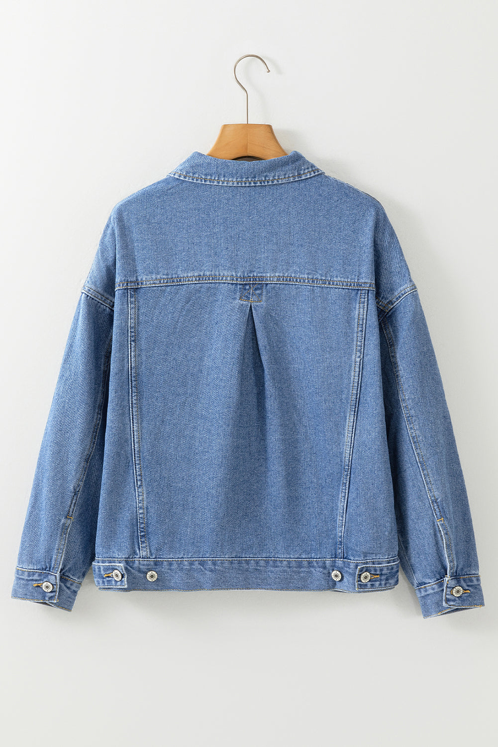 Lichtblauw gewassen oversized denim jack met zakken