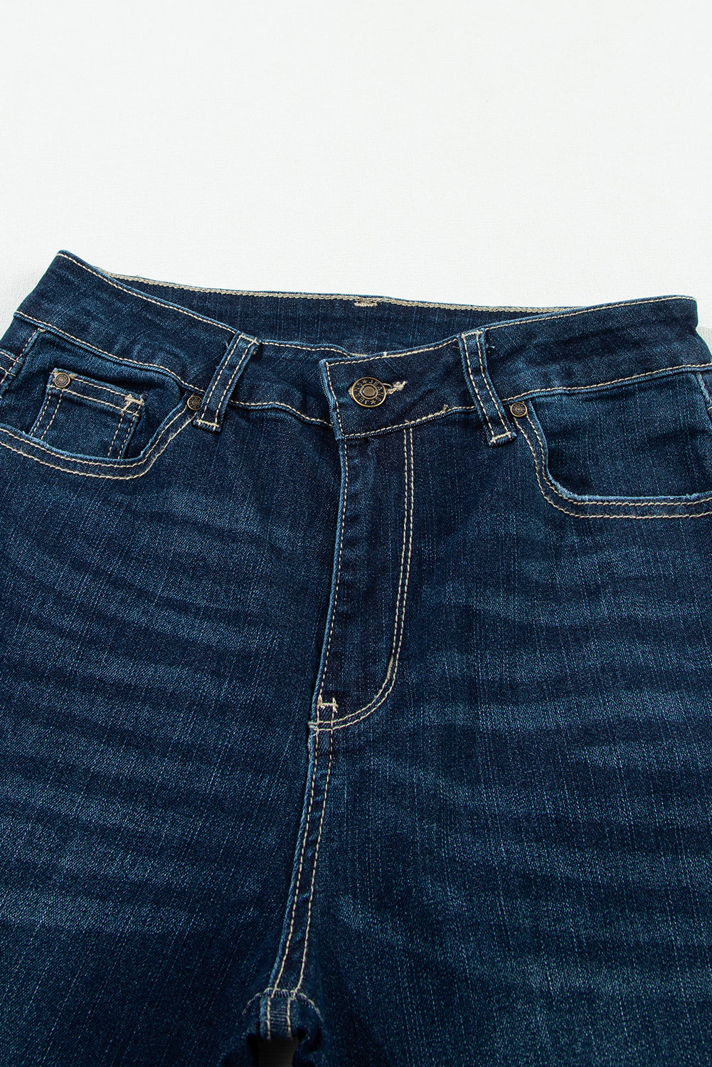 Echte blauwgroene jeans met hoge taille en gescheurde bell bottom