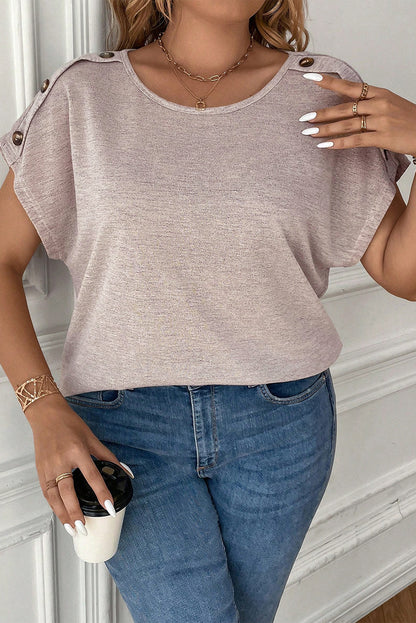 Delicatesse Plus Size T-shirt met knoopdetail en vleermuismouw