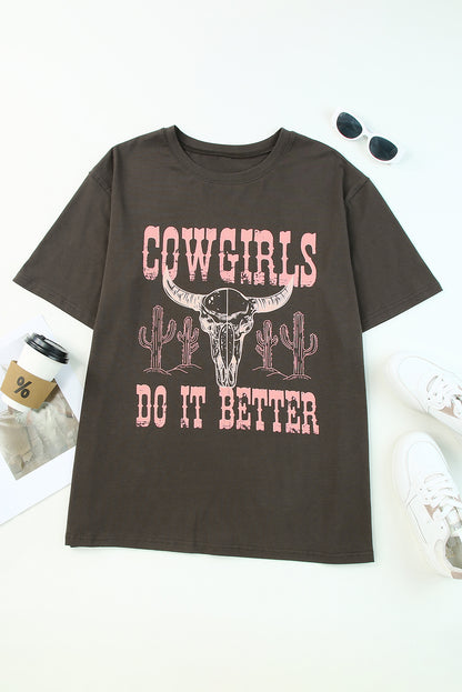 Grijze COWGIRLS DO IT BETTER Oversized T-shirt met grafische print