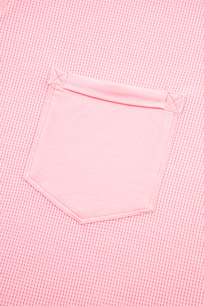 Roze grote maat geribbelde T-shirt en shorts met zichtbare naden