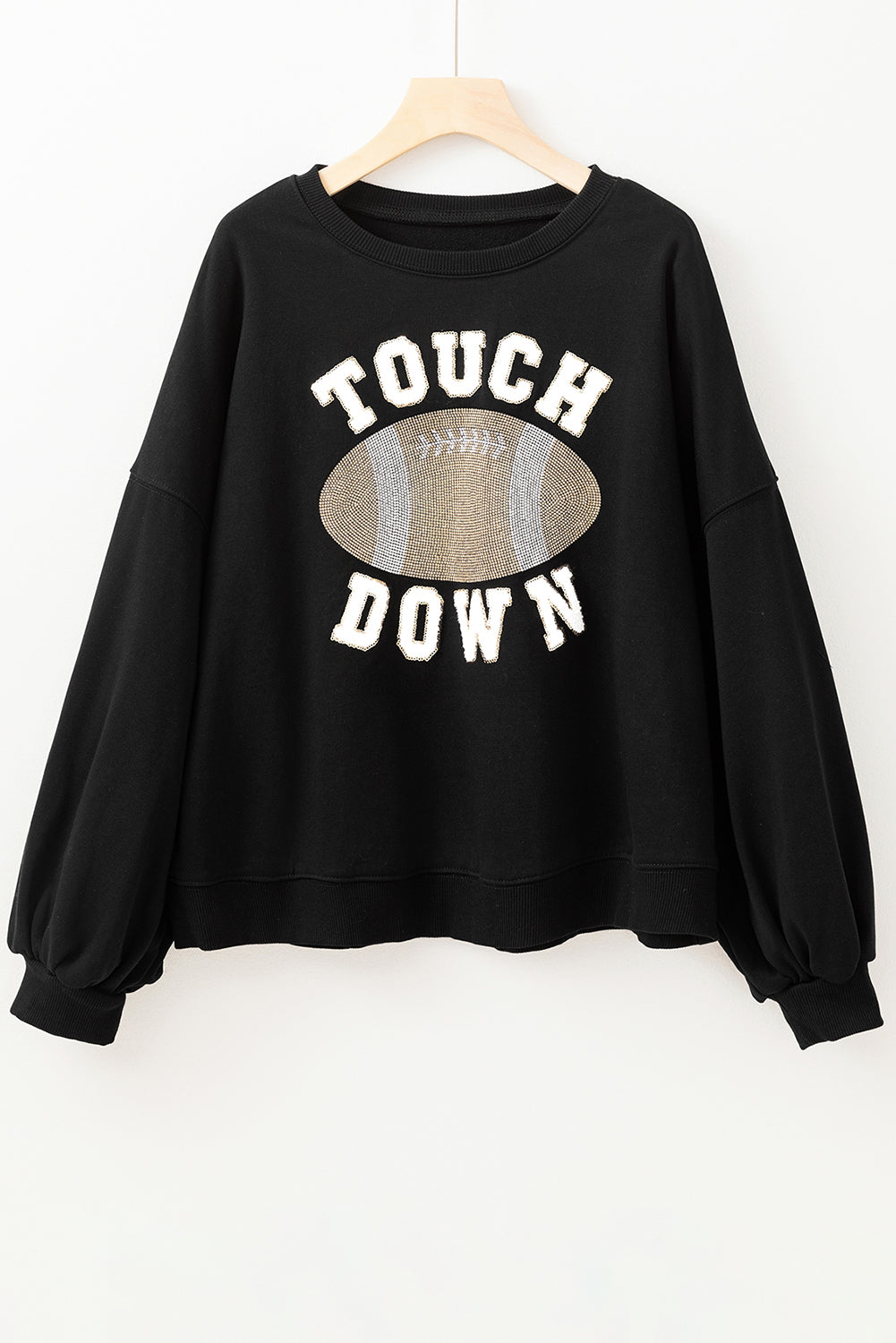 Fiery Red TOUCH DOWN Football Graphic Pullover Sweatshirt