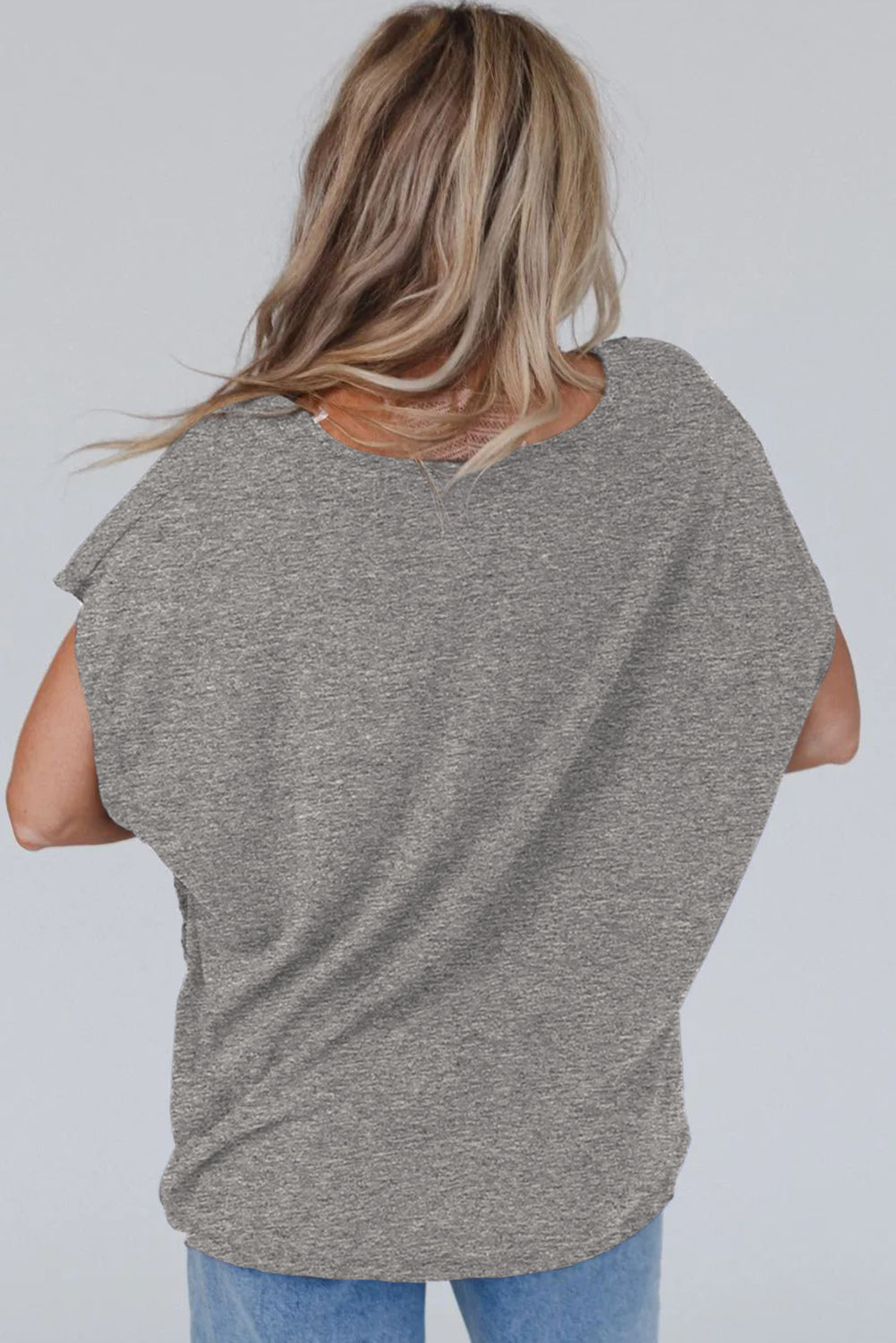 Grijs gehaakt oversized T-shirt met kantdetail