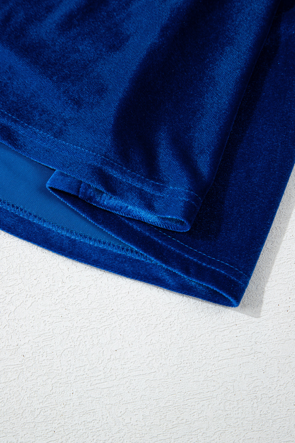 Sail Blue Velvet Gerimpelde Mini-jurk met Korte Mouwen en Zakken