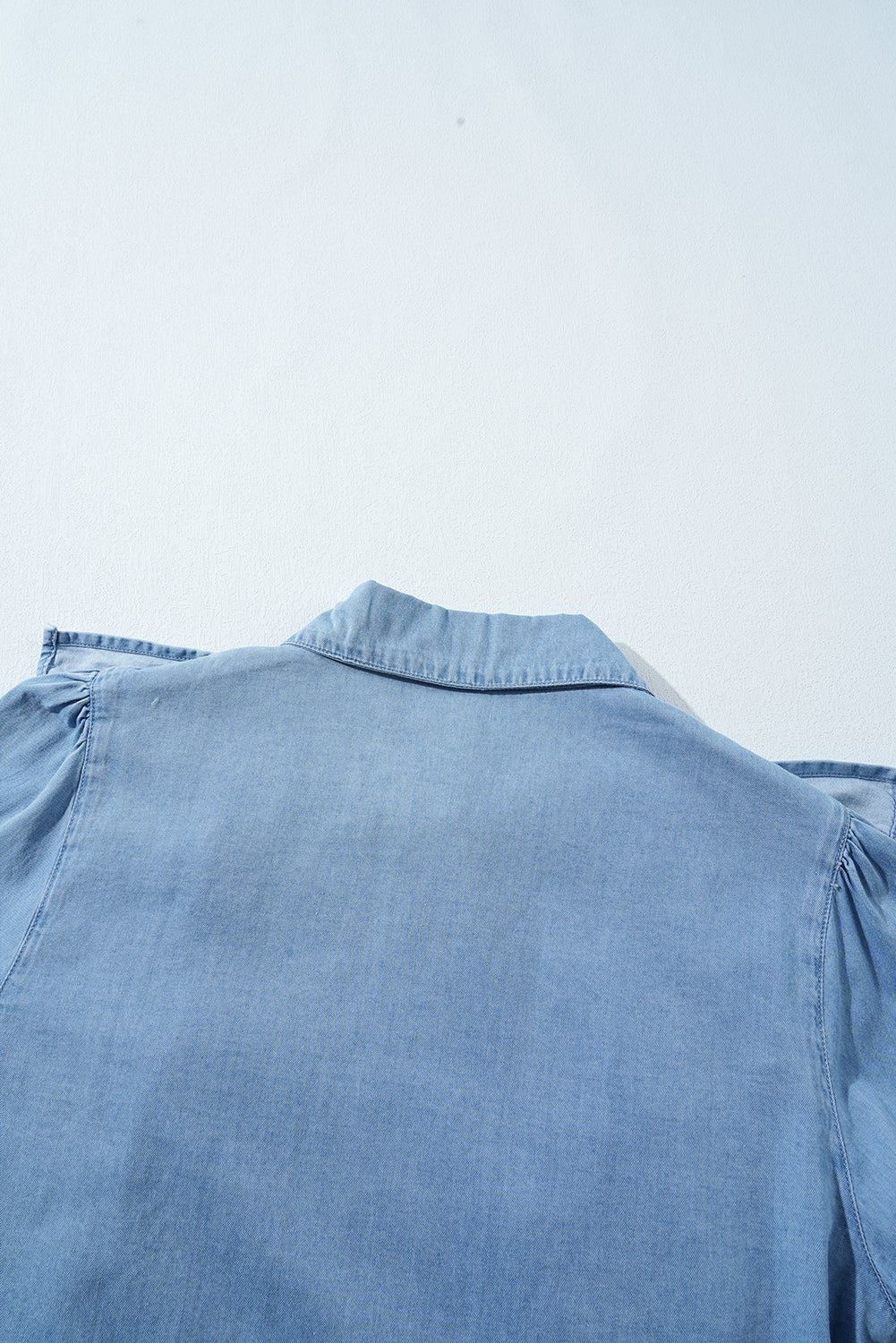 Myosotis Chambray overhemd met ruches en gesmokte manchetten