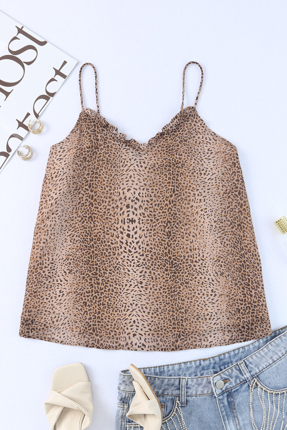 Shift-tanktop met cheetah-print en luipaardprint