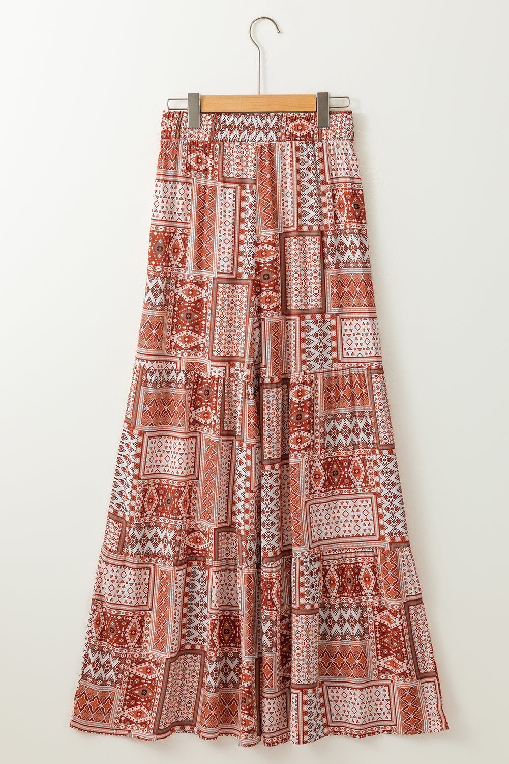 Bruine Boho Azteekse print gelaagde Palazzo-broek