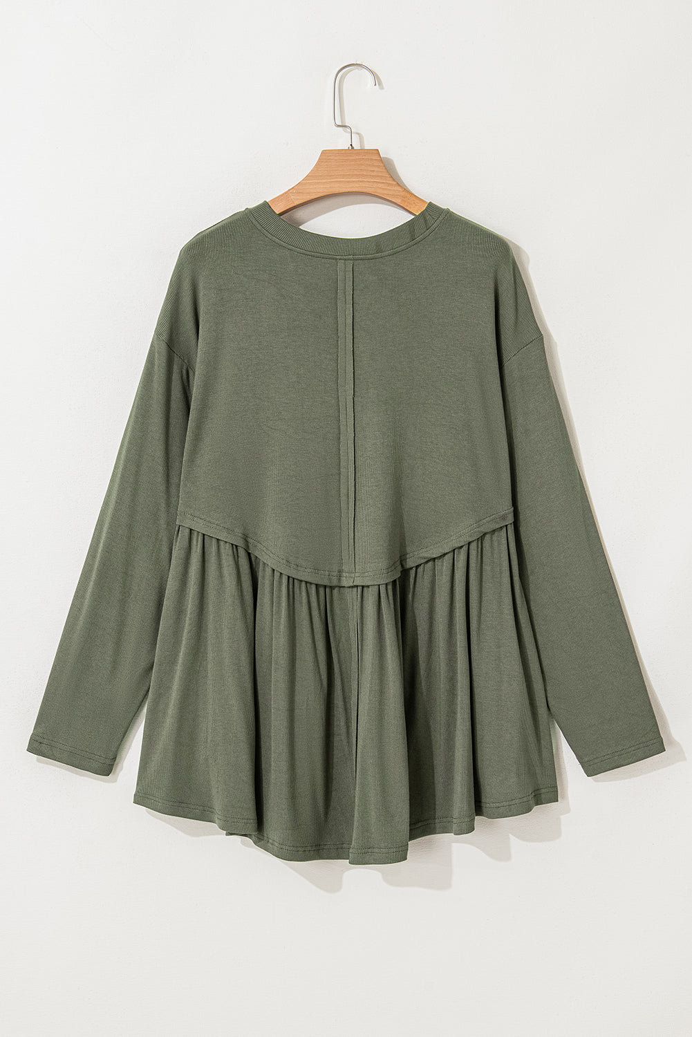 Mist Green Plus -size thermisch gebreide babydoll flare top