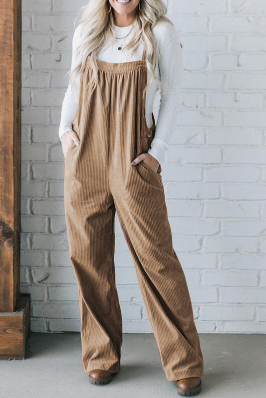 Grijze Morn effen losse fit corduroy overall met zakken