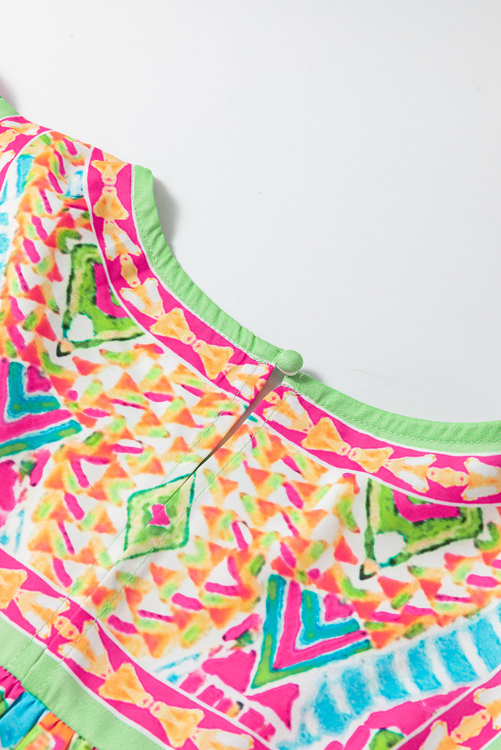 Oranje babydollblouse met geometrische print en klokmouwen met O-hals