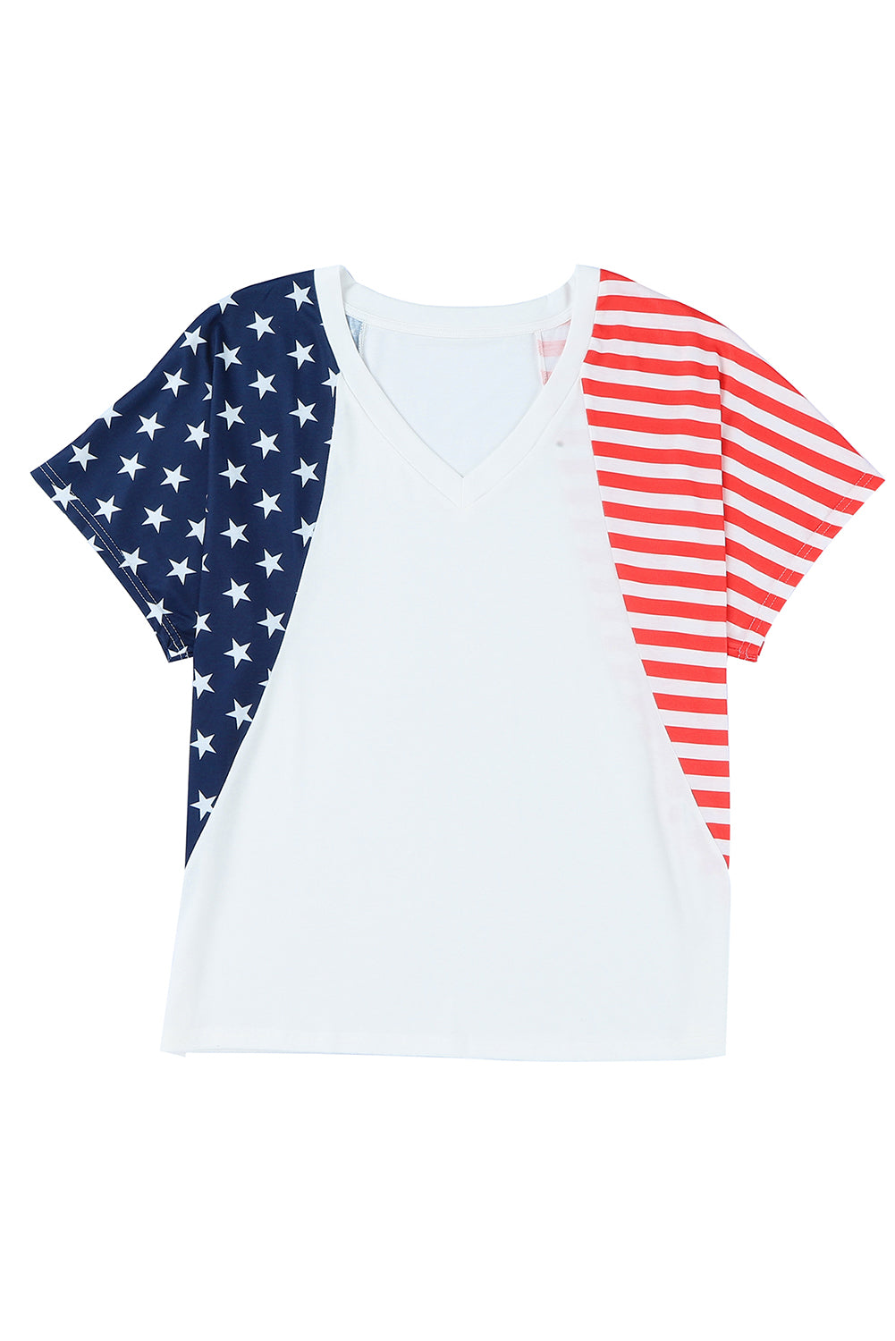 Wit het Amerikaanse Stars and Stripes T-shirt met V-hals