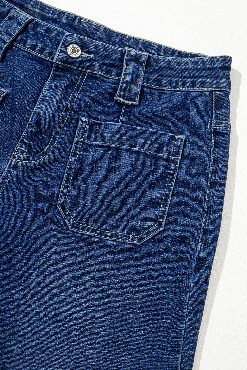 Zeil blauw wide poot pocket hoge taille jeans