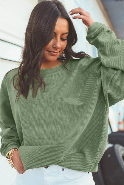 Grasgroen geribbeld corduroy oversized sweatshirt