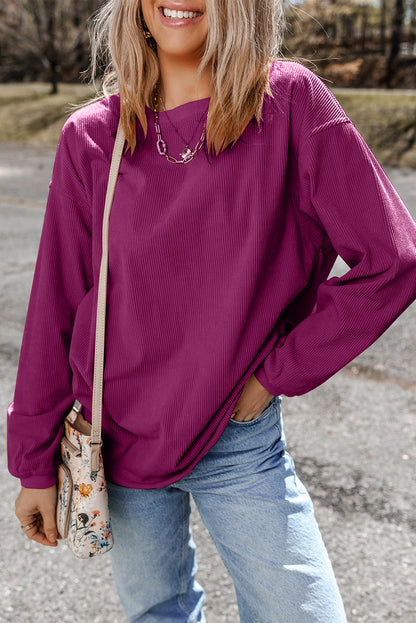 Festival Fuchsia geribbeld corduroy oversized sweatshirt