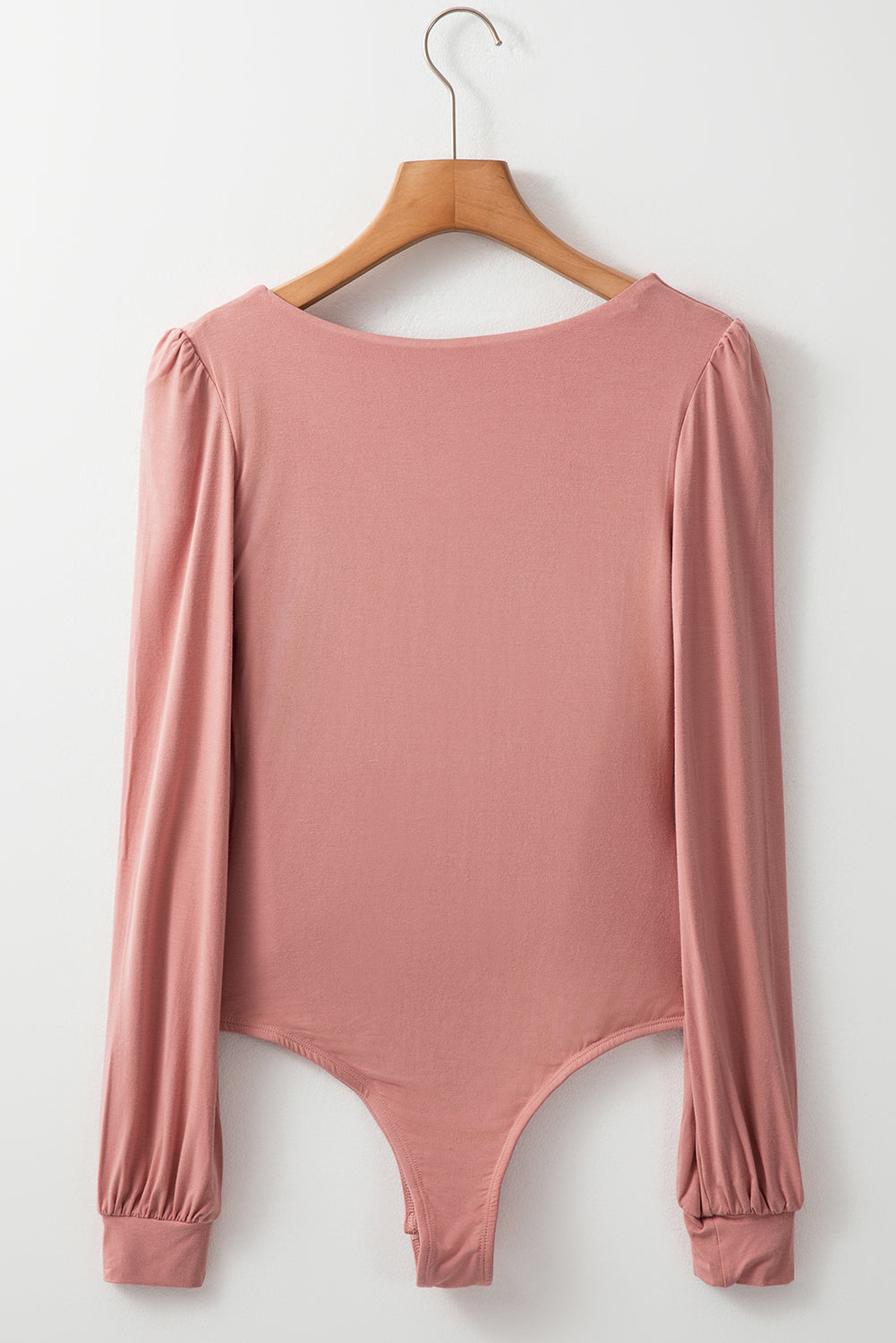 Fushia effen V-hals lange mouw casual bodysuit