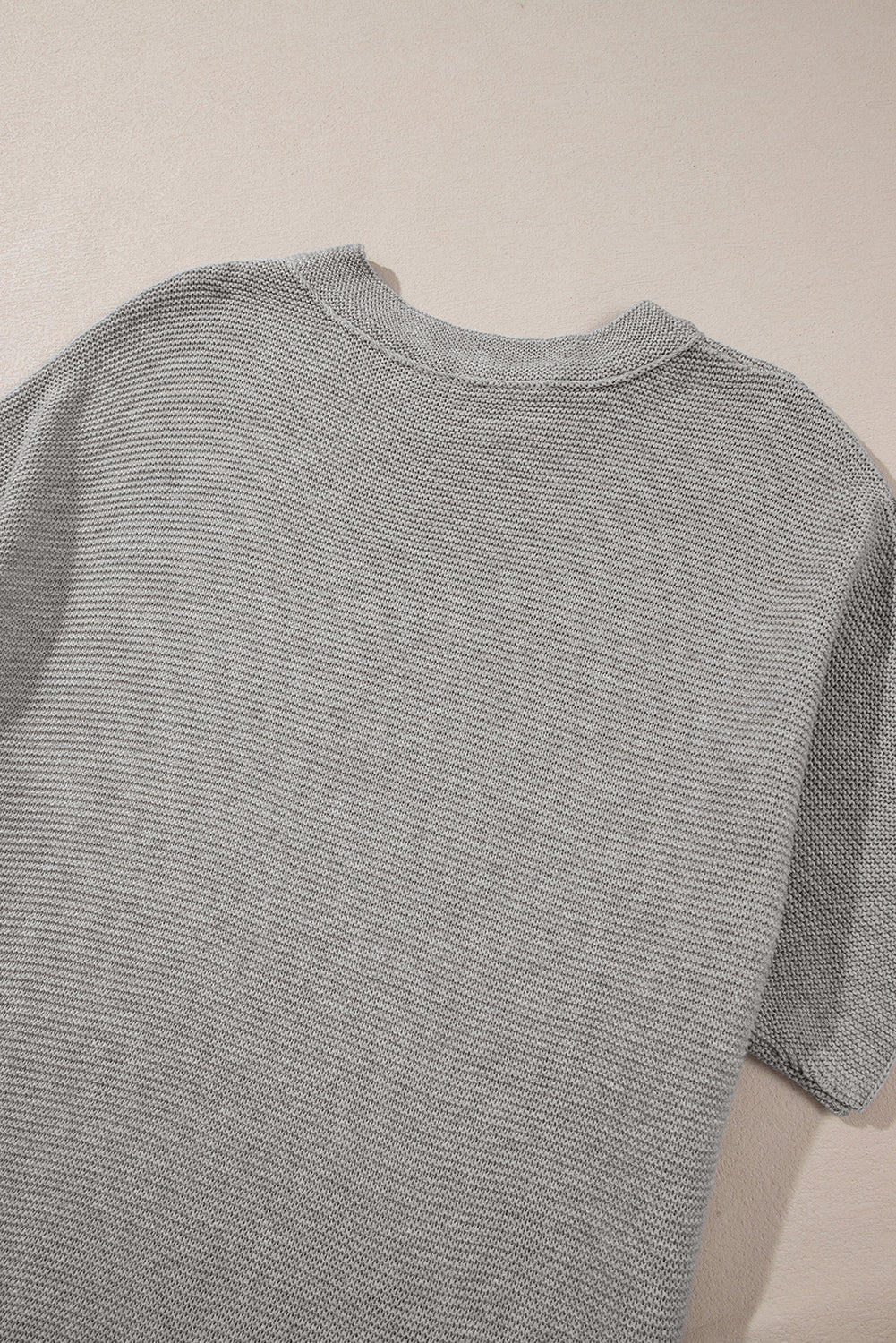 Medium Grey High Neck Short Bat Sleeve Sweater