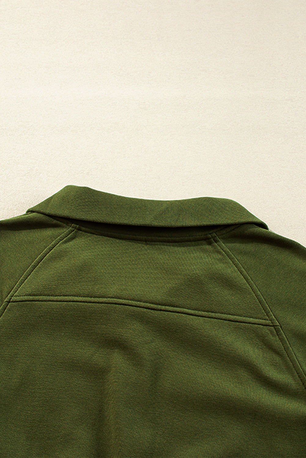 Moss Green Quarter Zip Stand Neck Kangaroo Pocket Sweatshirt