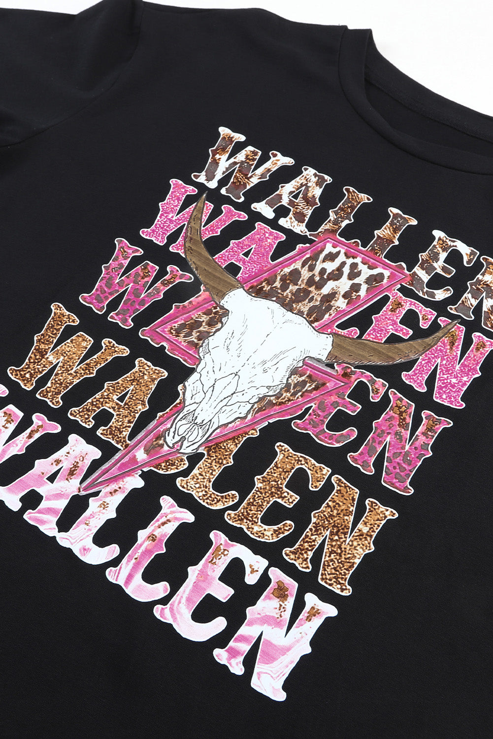 Zwart WALLEN grafische oversized T-shirt met koeienschedel